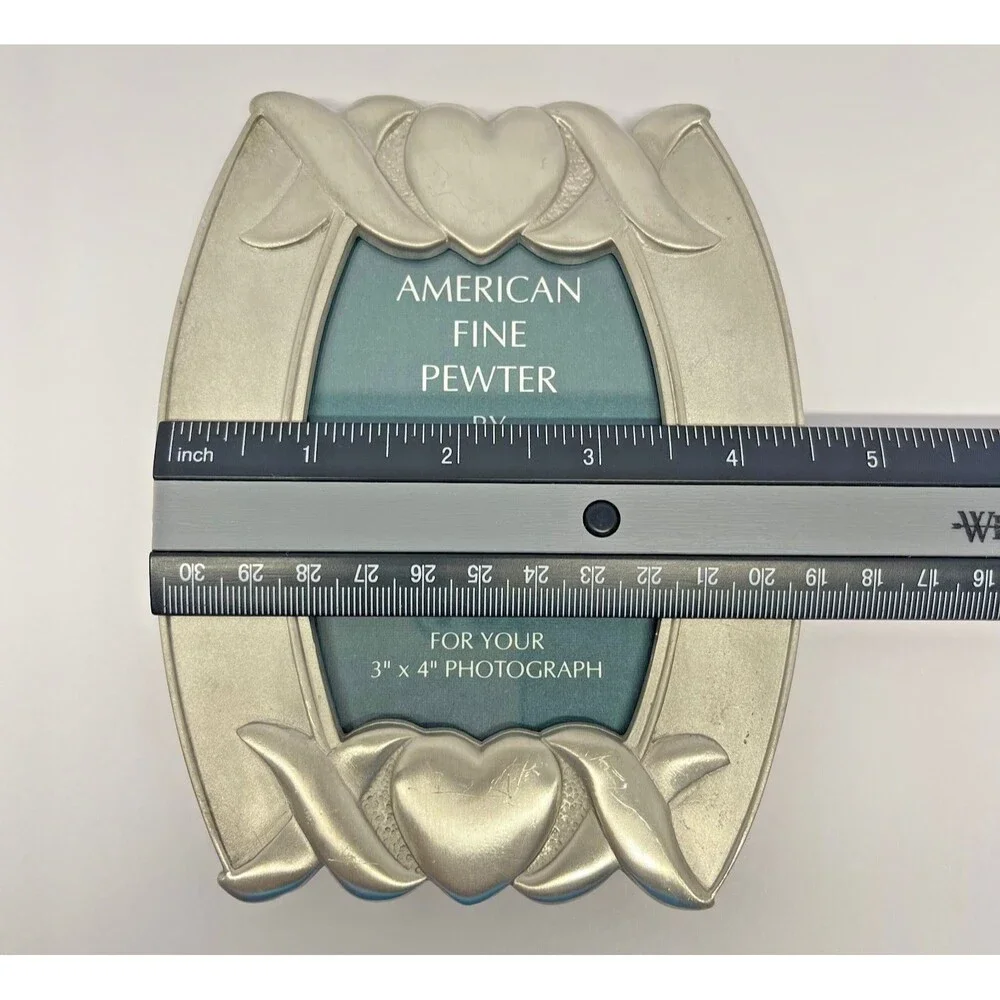 Vintage Lenox Kirk Stieff Collection Pewter 3x4 Picture Frame-Hearts and Kisses
